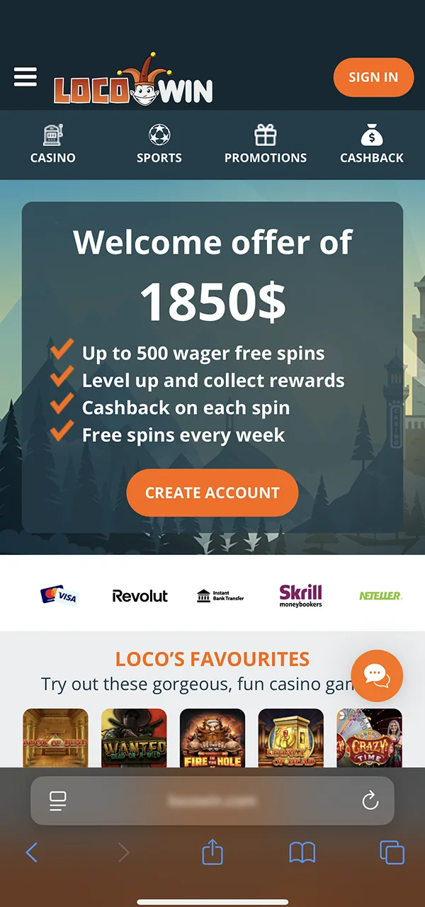 Gebruik je browser om naar de officiële LocoWin website te gaan.