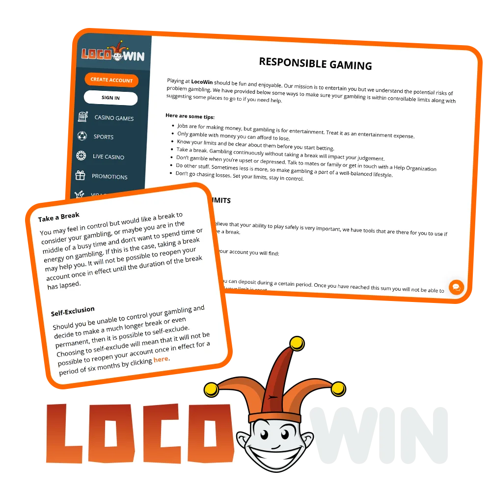 Lees de tips van LocoWin Casino voor verantwoord spelen.